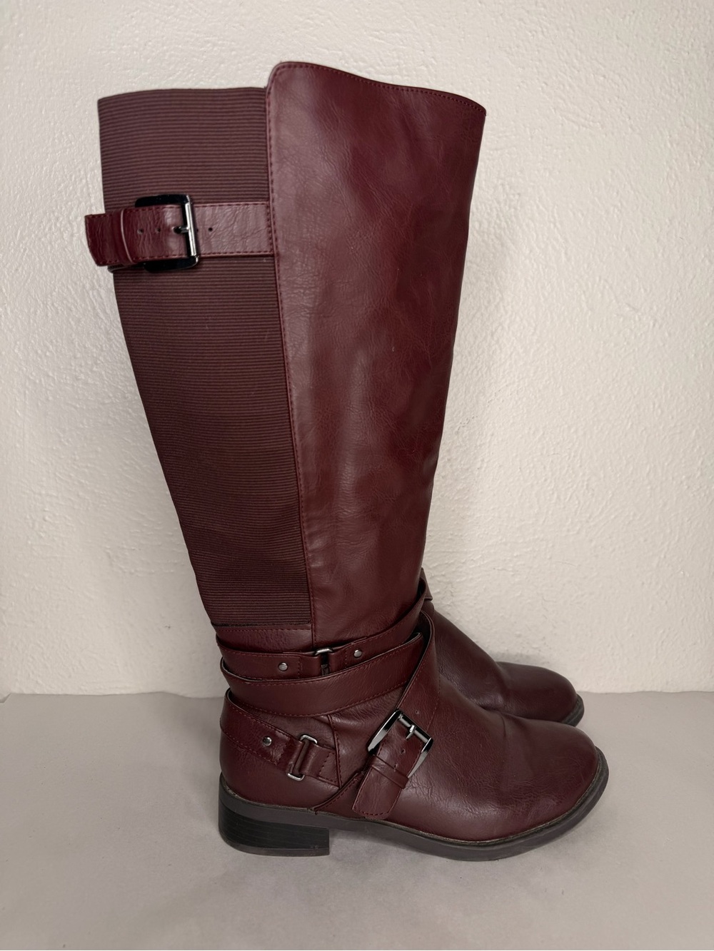 Torrid burgundy riding faux leather wide calf boot